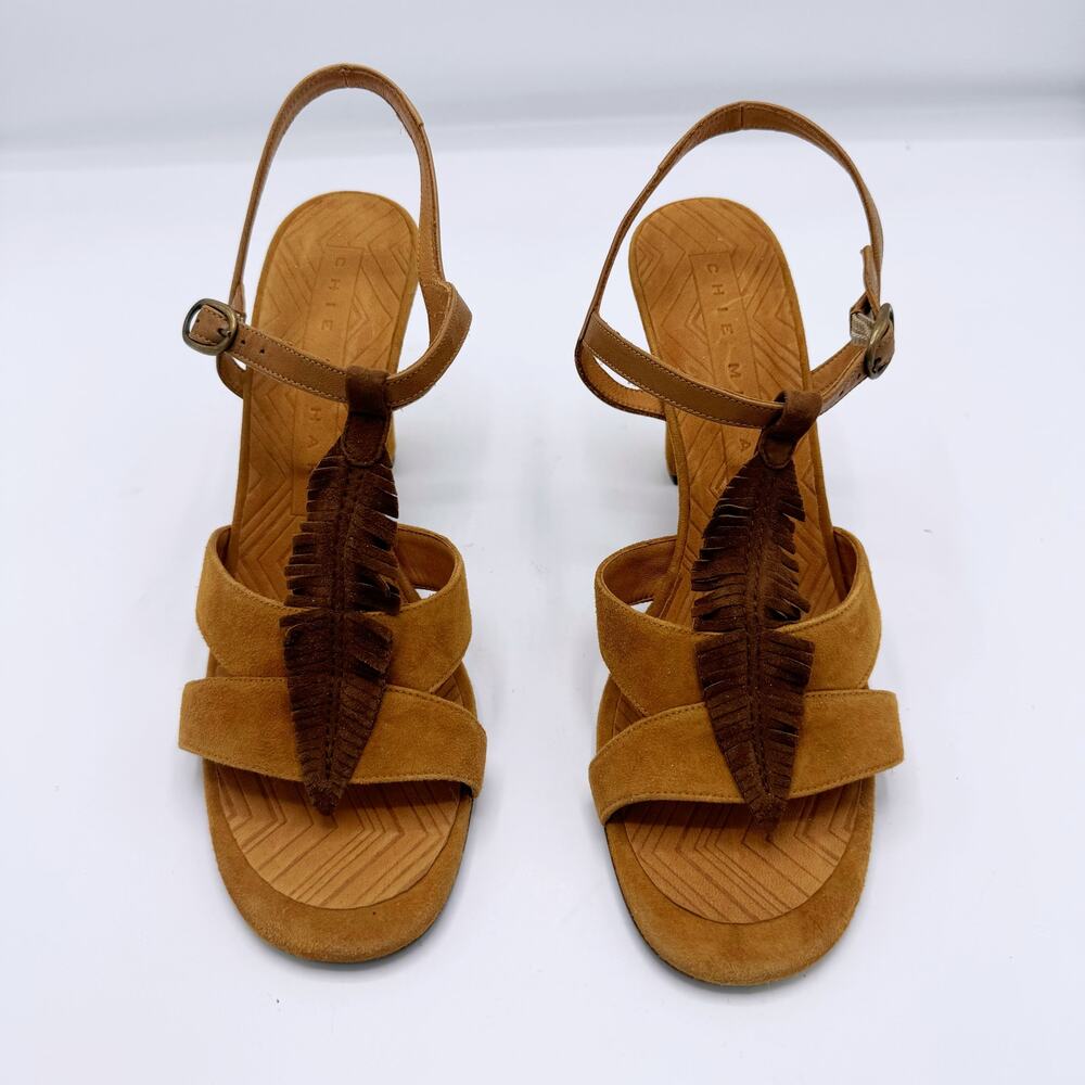 Chie Mihara Suede T-Strap Sandals
